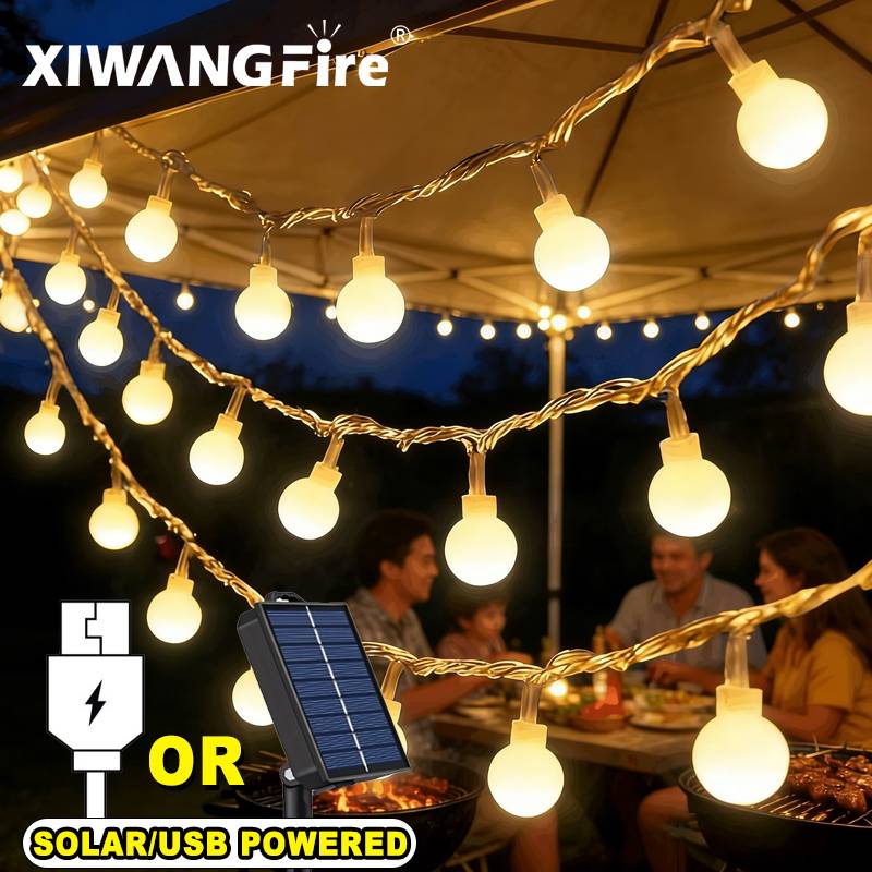 Lighting Decoration Ideas - 3-10M Solar-/USB-/Batterie-Lichterketten, Feenhafte Kugel-LED-Lichter, Wasserdicht für