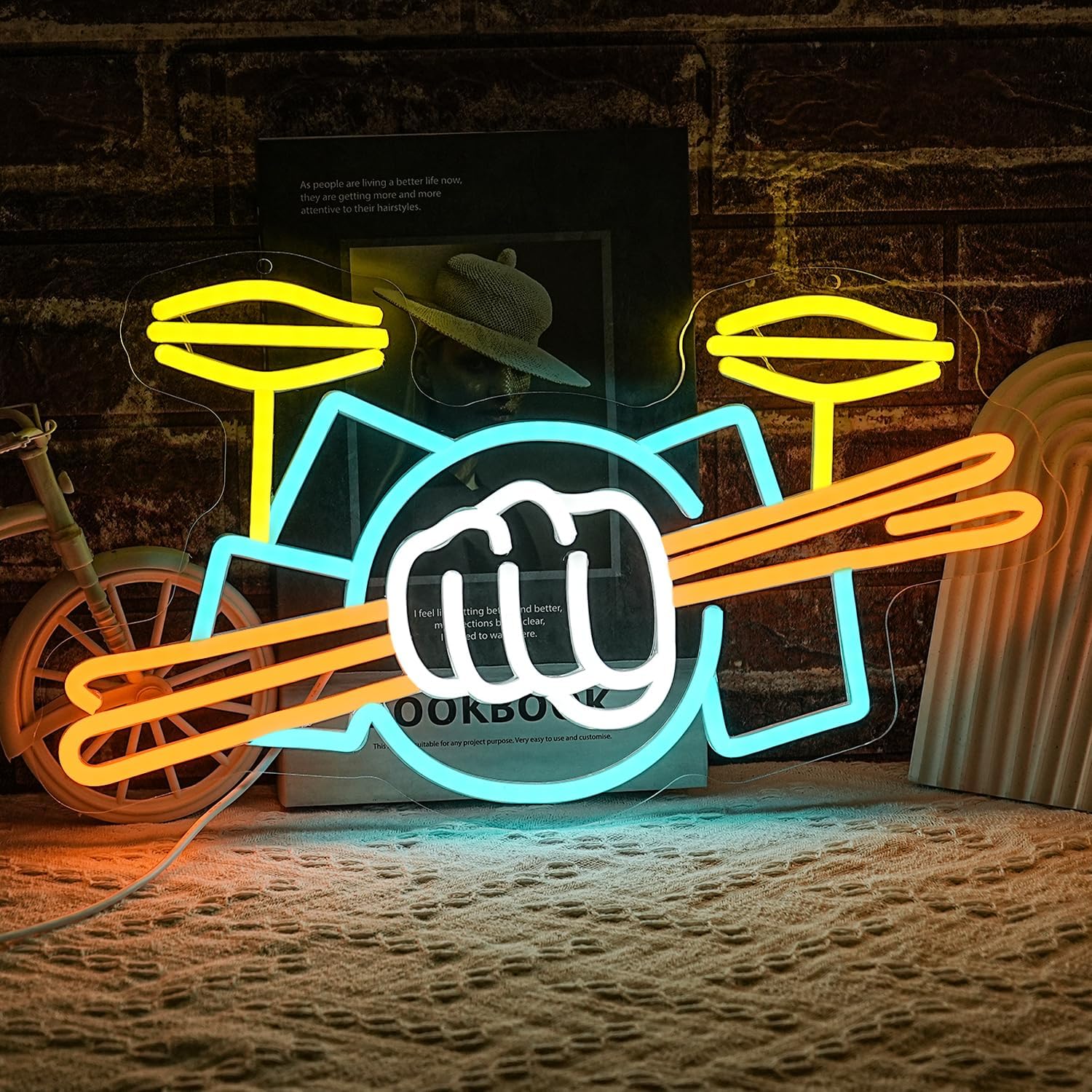 Lighting Decoration Ideas - Schlagzeug-Neonschild USB-Betrieben Musikinstrument LED-Neonlicht für Musikstudio
