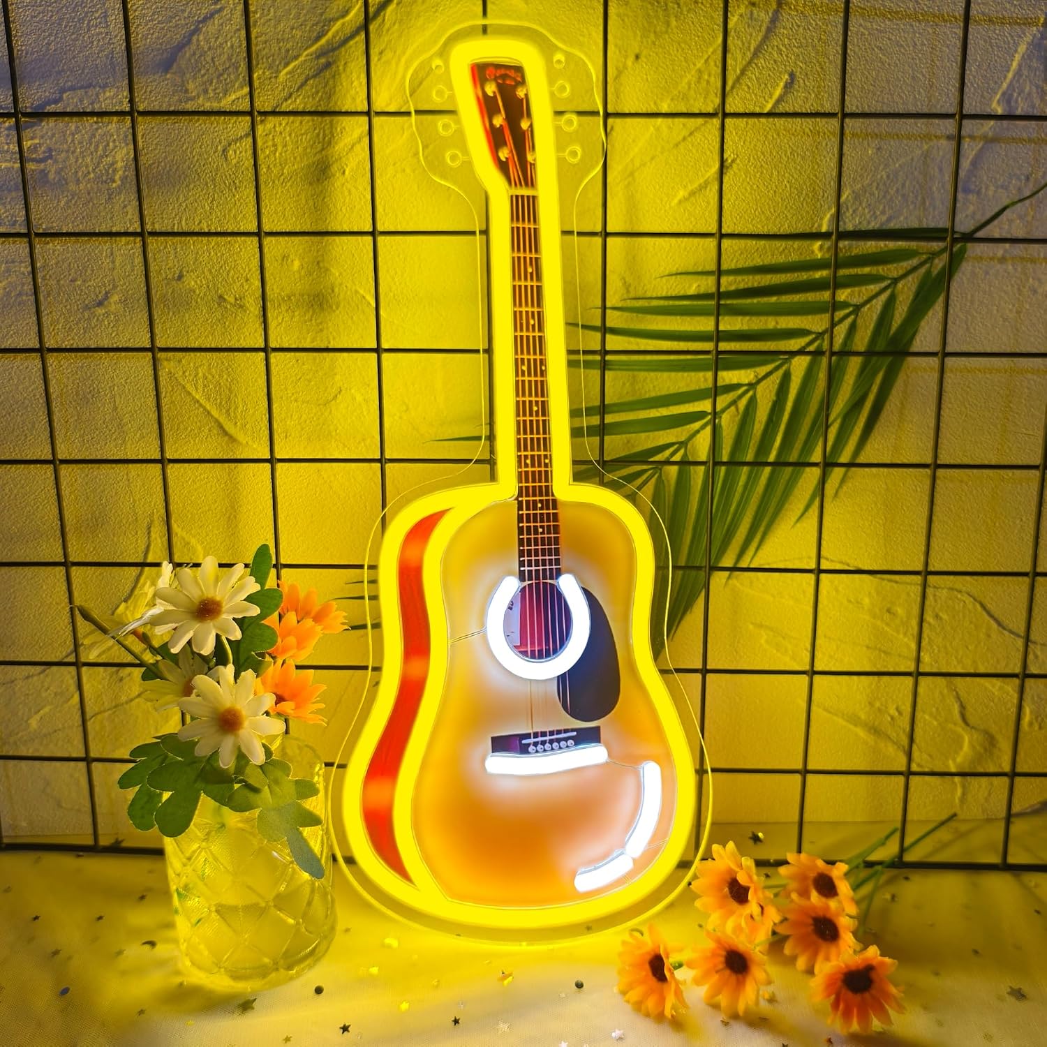 Lighting Christmas Decor - Akustische Gitarre LED-Neonschild USB-Neonlicht, Weihnachts-Musikstudio-Themen-Dekoration Bar