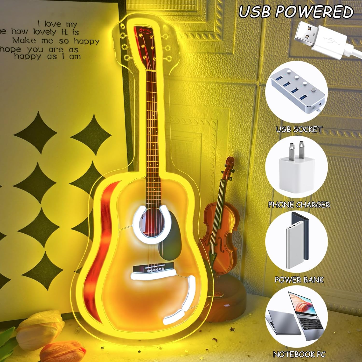 Akustische Gitarre LED-Neonsch – Lighting Christmas Decor Bewertung und Preis